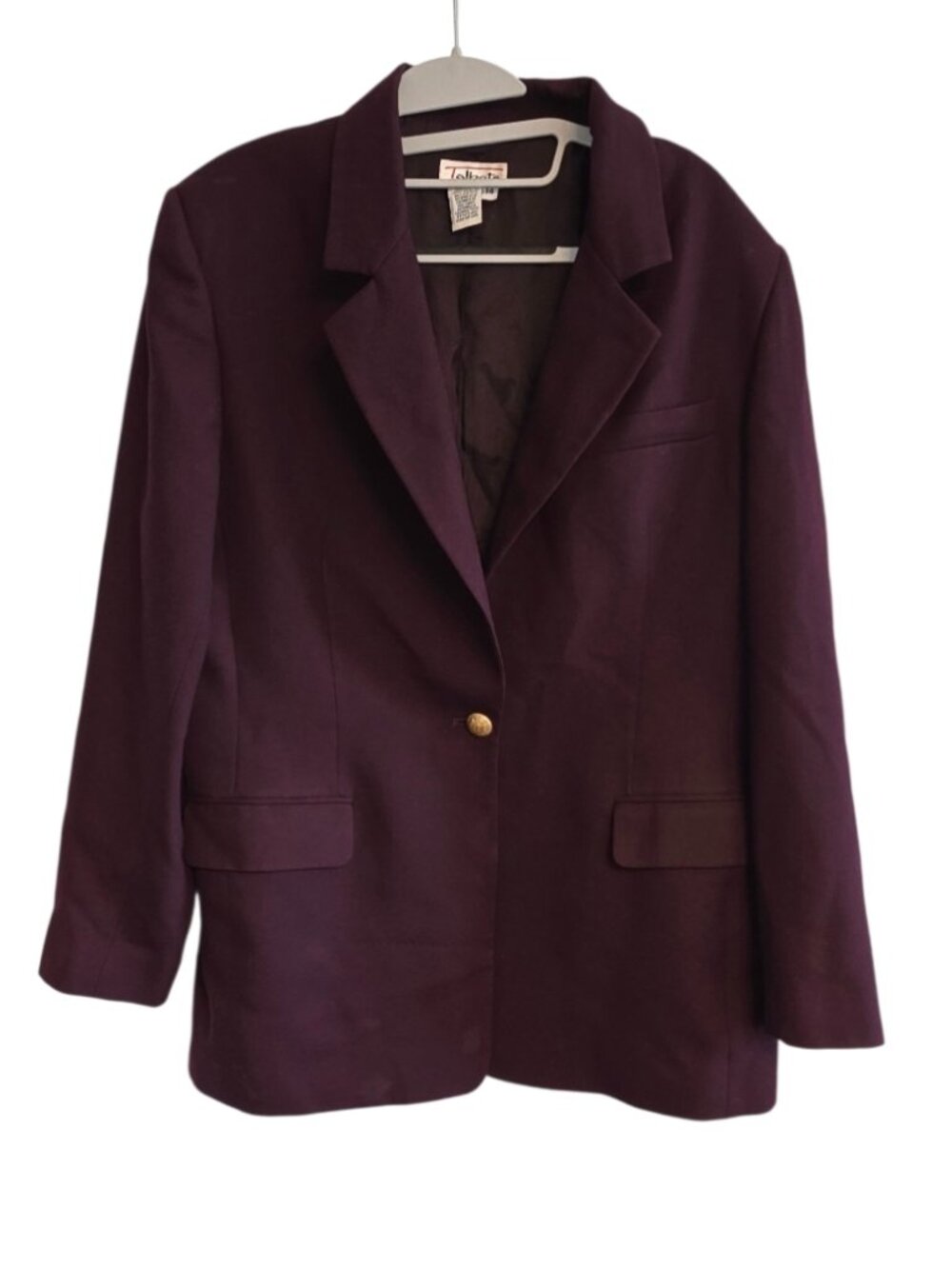 Talbots Blazer Suit Jacket Coat Womens Size 14 Purple Gold Toned Buttons